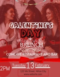 Galentine's day brunch invite template Flyer (US-Letter)
