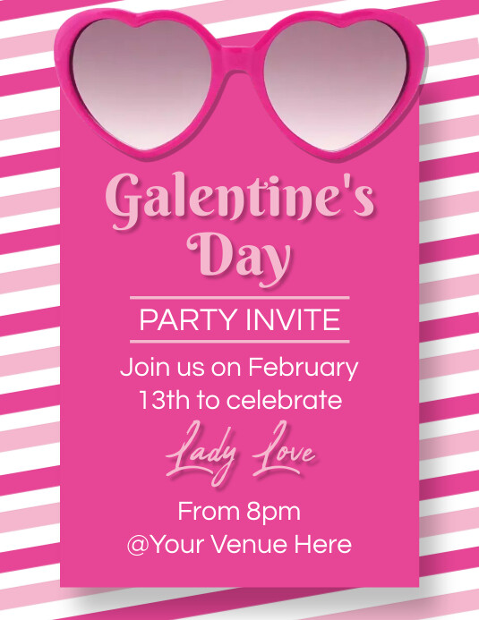 Galentine's Day Invite Ulotka (US Letter) template