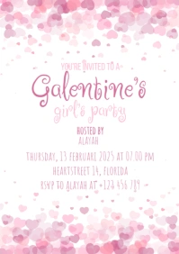 Galentine's girls party invitation A5 template