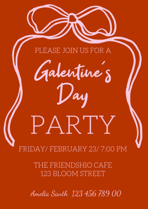 Galentines Bow Invitation A6 template