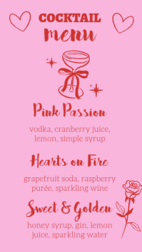 Galentines Cocktail Menu Instagram Story template