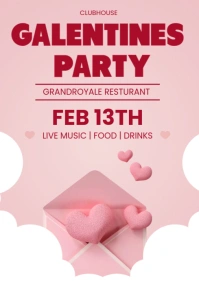 galentines flyer template A3