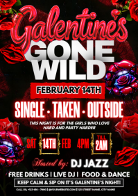 Galentines Gone Wild Party Night A4 template