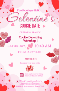 Galentines happy valenlentines date White Cookie Decorating Workshop Tabloid template