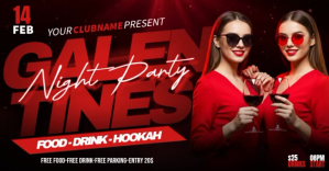 Galentines Night Party delt Facebook-billede template