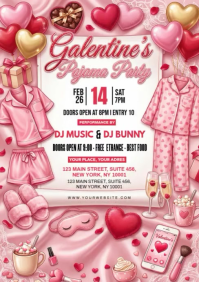 Galentines Pajama Party A4 template