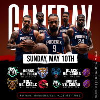 Черный Basketball Game Day Instagram 帖子 Template