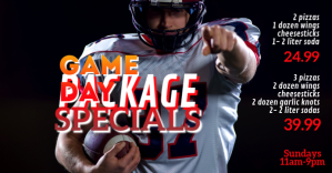 Черный Game Day Specials ปกอีเวนต์บน Facebook Template