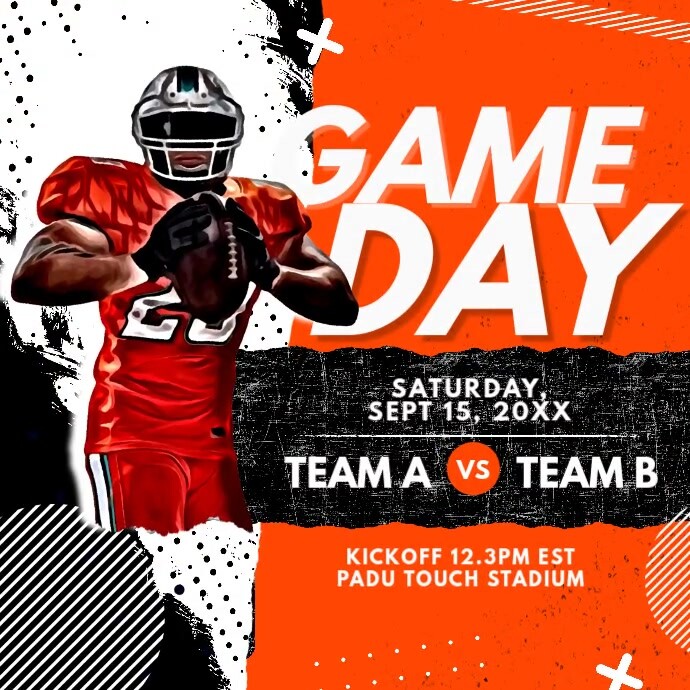 Game day football poster social media Publicación de Instagram template