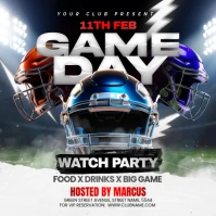 Game Day Super bowl Flyer Square (1:1) template
