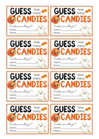 Game Guess How Many Candies Are in the Jar Halloween baby shower A6 template