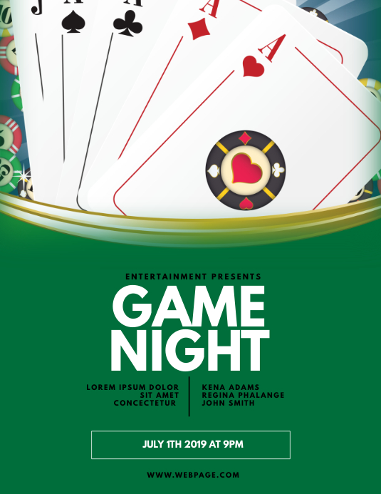 Game Night Flyer Template Løbeseddel (US Letter)