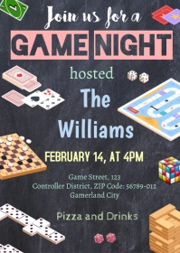 Game Night Invitation A6 template