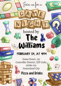 Game Night Invitation A6 template