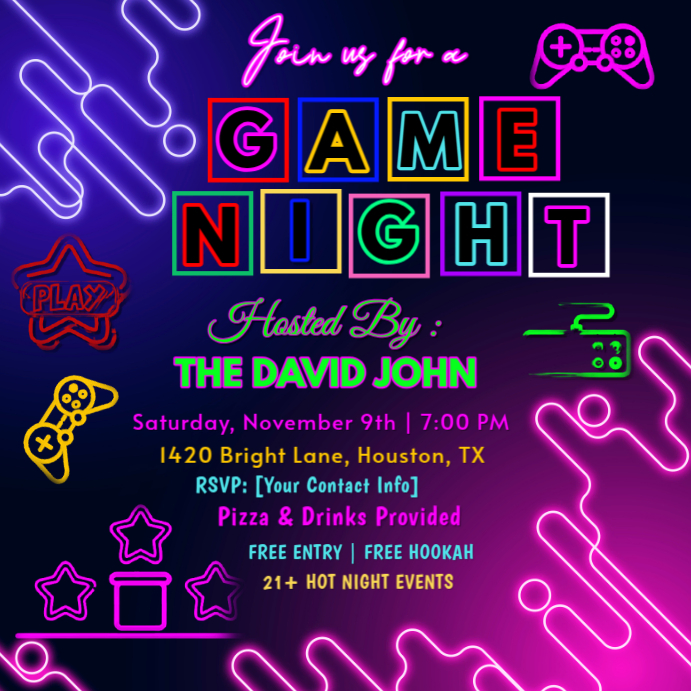 Game Night Event Instagram Ad Template | PosterMyWall