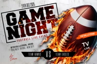 Game night sports bar nfl watch party livestream event invitation flyer template for Facebook Label
