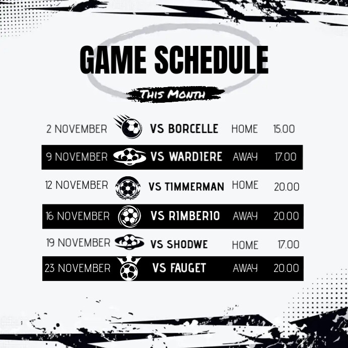 Game Schedule Template | PosterMyWall