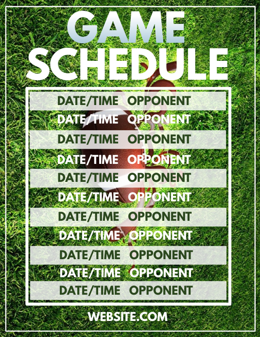 Game Schedule Folheto (US Letter) template