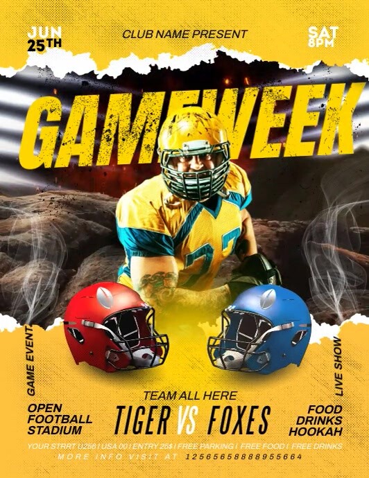Gameday Poster Folheto (US Letter) template