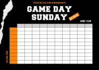 Gameday Sunday Football Squares Pool Template – Printable Game Board Postcard