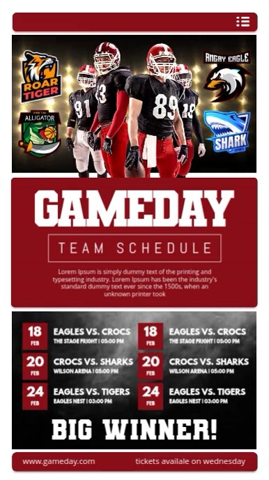 Gameday Team Schedule Template | PosterMyWall