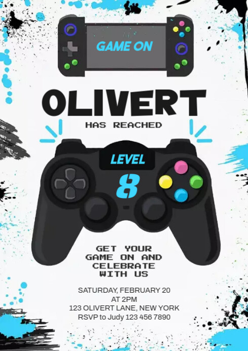 Game Invite Background Design Gaming Birthday Party Invitation Background