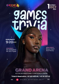 Games Trivia Party Night Design Template A4