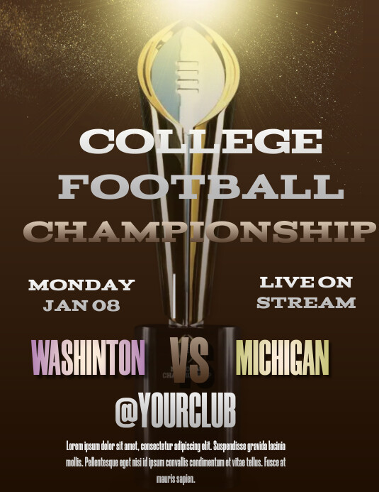 GameTime Football Flyer college football cham Рекламная листовка (US Letter) template