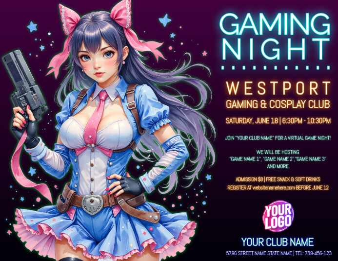Cosplay Invite Copy of Gaming & Cosplay Night Invitation Flyer | PosterMyWall