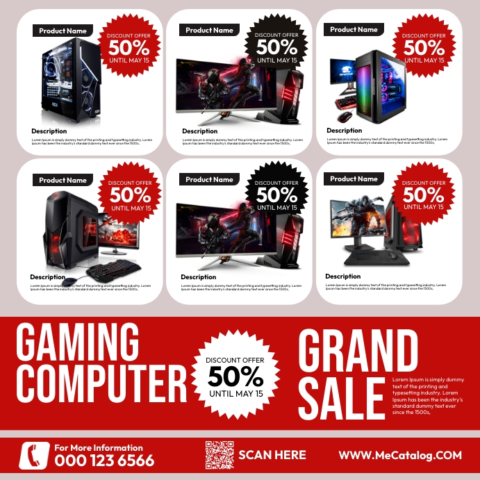 Gaming Computer Catalog Template PosterMyWall