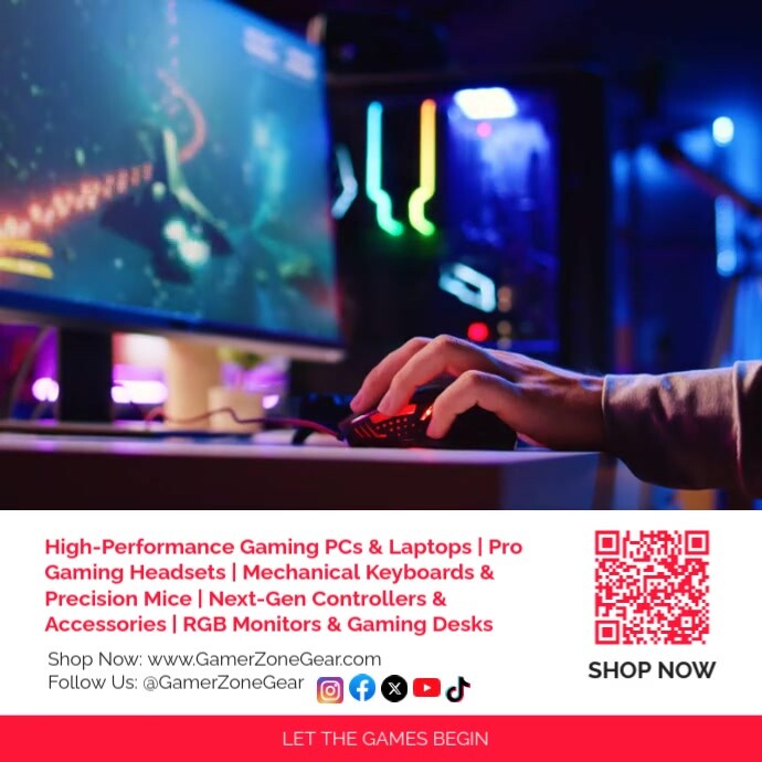 Gaming Computer Post Gaming Hardware & Accessories Pro Gamer PC Setup Ad Social Media Square ...