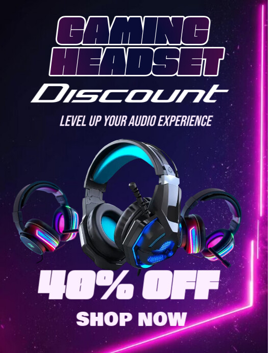 Gaming headset discount Pamflet (VSA Brief) template