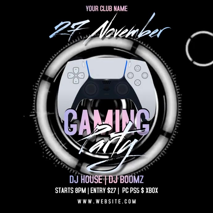 GAMING PARTY AD DESIGN TEMPLATE Instagram Plasing