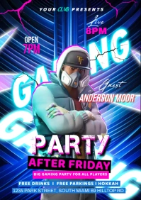 Gaming Party night Flyer A5 template