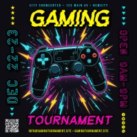 Gaming Tournament Neon Banner Instagram Post template