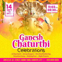 Yellow Ganesh Chaturthi Celebration Instagram-opslag Template