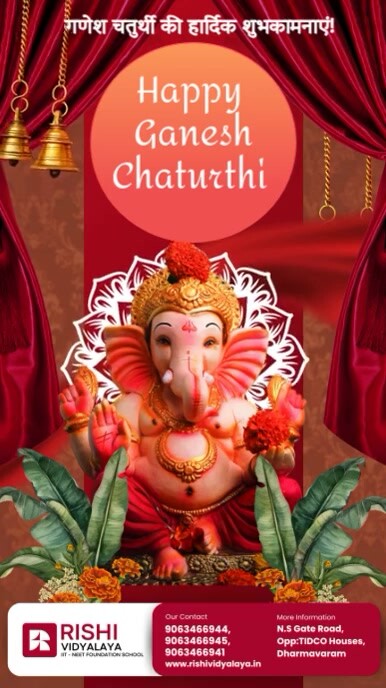 Ganesh chaturthi free editable template with audio and video english and hindi Instagram Reel