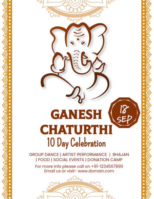 Ganesh Chaturthi invitation card Flyer (Letter pang-US) template