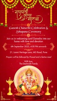 Ganesh Chaturthi Invitation Card Template Instagram-verhaal