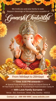 Brown Ganesh Chaturthi Celebration 数字显示屏 Template