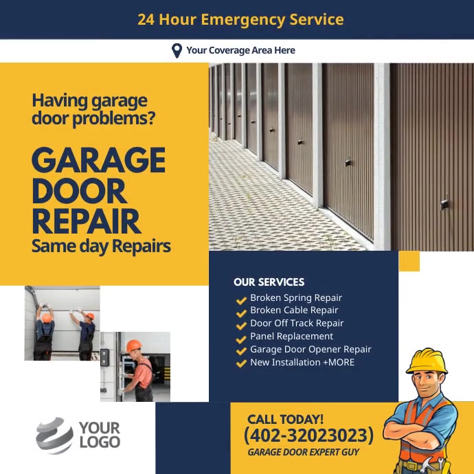 Garage door repair flyer template Instagram Post