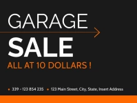 garage sale white and orange and dark blue bl Yard Sign template