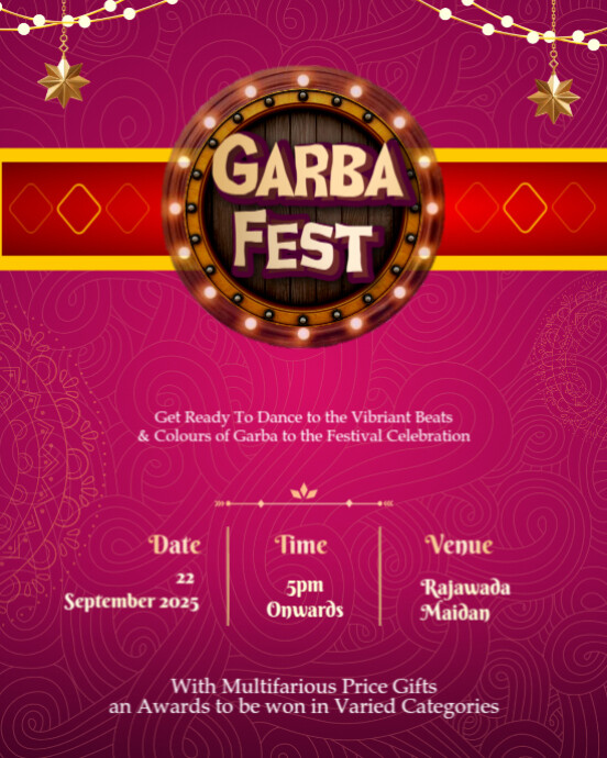 Garba Ras Flyer Garba fest dandiya flyer invitation Template | PosterMyWall