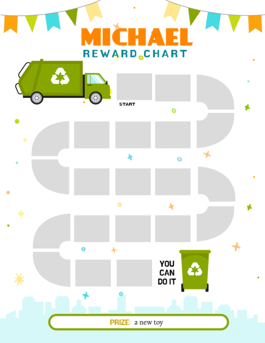White Chore Reward Chart A6 Template | PosterMyWall