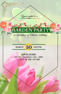 Garden Party Invitation Desugn Mezza pagina Wide template