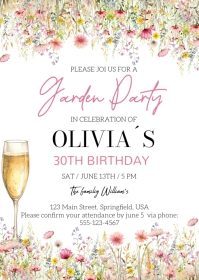 Garden Party Invitation template A6