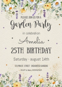 Garden Party Invitation Template A6