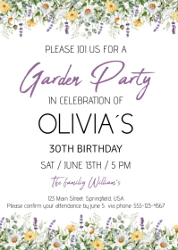 Garden Party Invitation template A6
