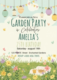 Garden Party Invitations A6 template