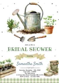 Gardening Party Bridal Shower Invitation A6 template